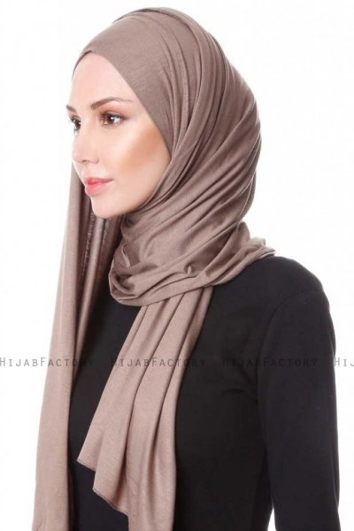 Hanfendy Mörk Taupe Praktisk One Piece Hijab Sjal 201709b