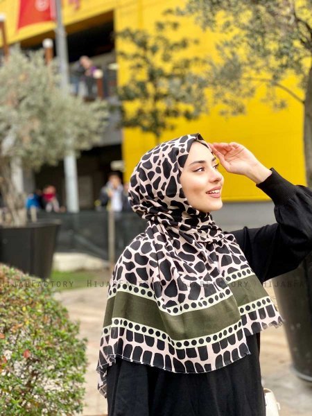 Iza - Hijab Fantasia Di Cotone Nero & Cachi - Mirach