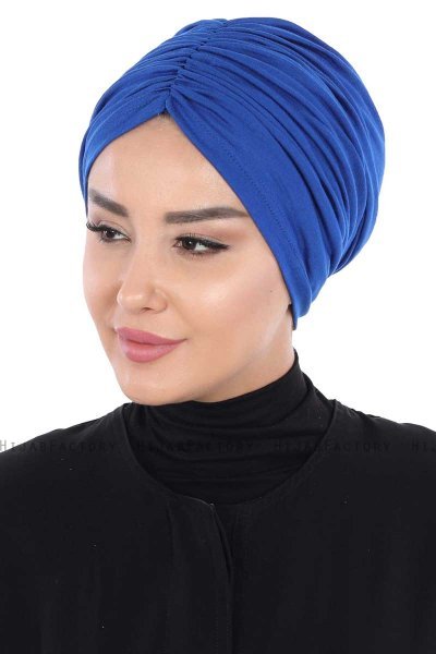 Jill - Turbante Di Cotone Blu - Ayse Turban