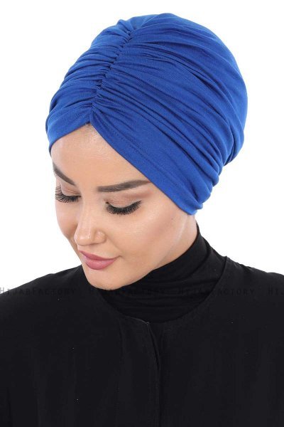 Jill - Turbante Di Cotone Blu - Ayse Turban