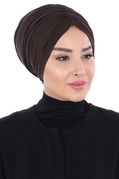 Jill - Turbante Di Cotone Marrone - Ayse Turban