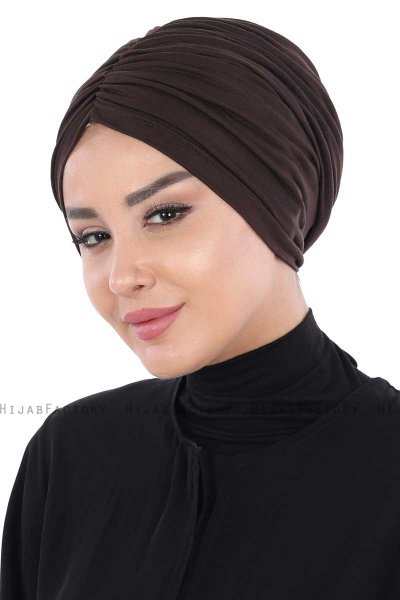 Jill - Turbante Di Cotone Marrone - Ayse Turban