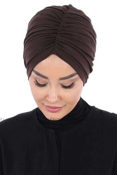 Jill - Turbante Di Cotone Marrone - Ayse Turban
