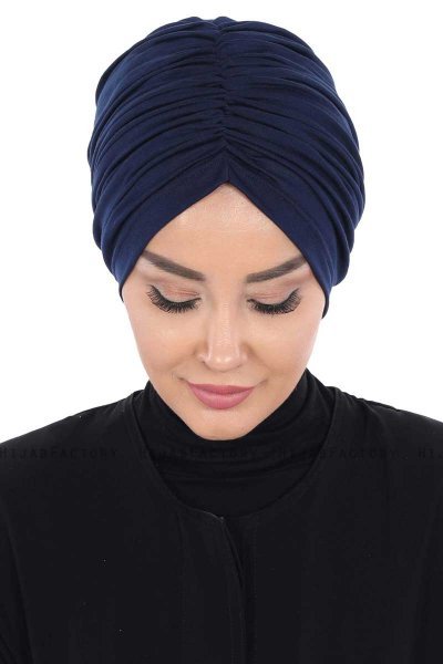 Jill - Turbante Di Cotone Blu Navy - Ayse Turban