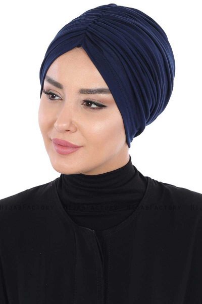 Jill - Turbante Di Cotone Blu Navy - Ayse Turban