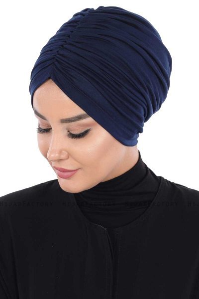 Jill - Turbante Di Cotone Blu Navy - Ayse Turban