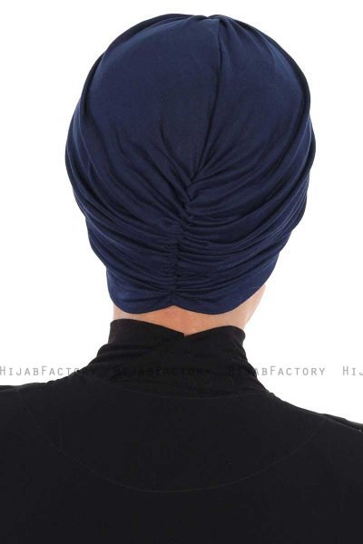 Jill - Turbante Di Cotone Blu Navy - Ayse Turban