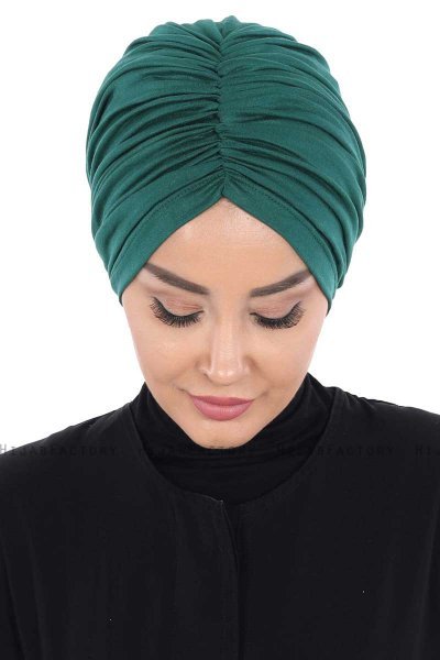 Jill - Turbante Di Cotone Verde Scuro - Ayse Turban