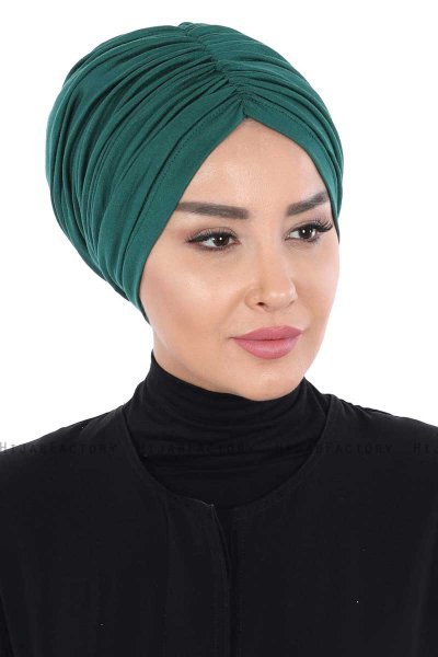Jill - Turbante Di Cotone Verde Scuro - Ayse Turban