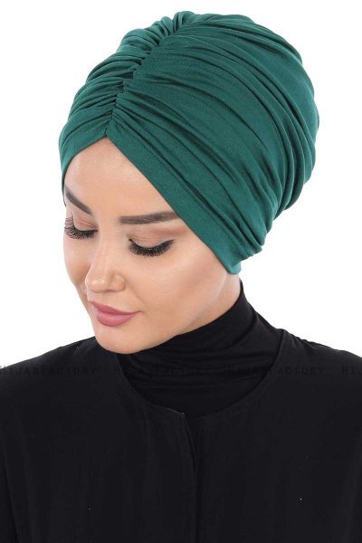 Jill - Turbante Di Cotone Verde Scuro - Ayse Turban