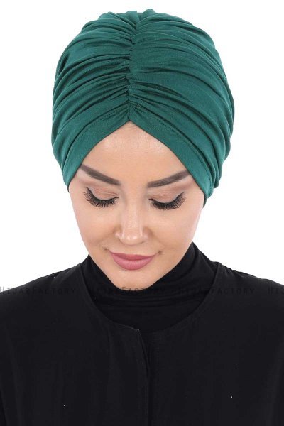 Jill - Turbante Di Cotone Verde Scuro - Ayse Turban