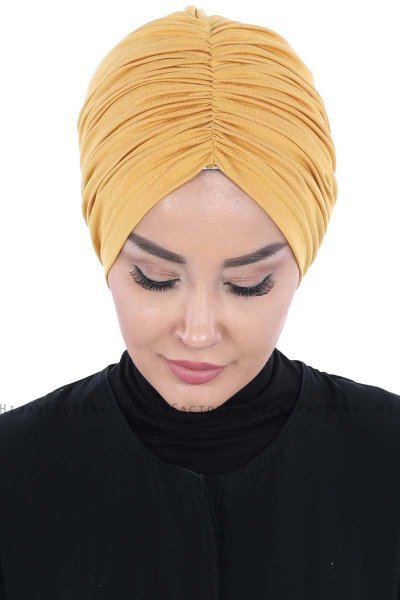 Jill - Turbante Di Cotone Mostarda - Ayse Turban