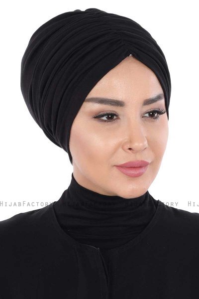 Jill - Turbante Di Cotone Nero - Ayse Turban