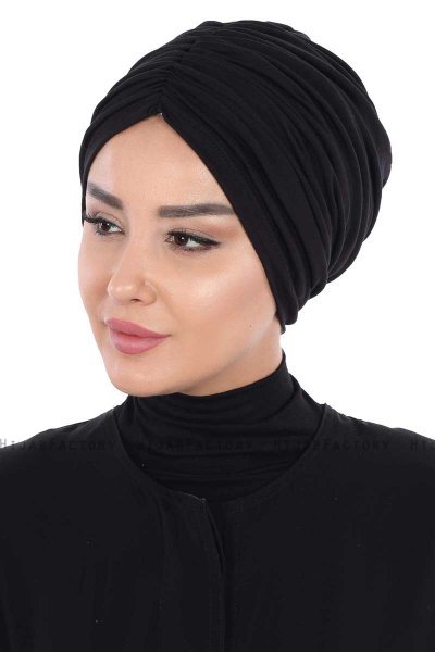 Jill - Turbante Di Cotone Nero - Ayse Turban