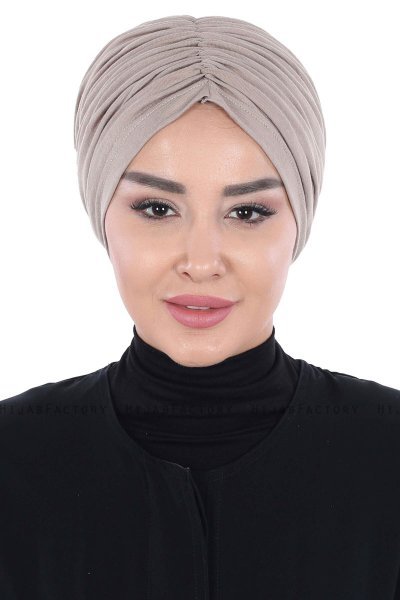 Jill - Turbante Di Cotone Taupe - Ayse Turban