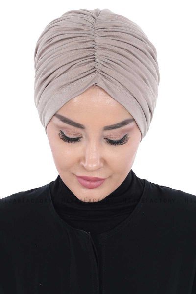 Jill - Turbante Di Cotone Taupe - Ayse Turban
