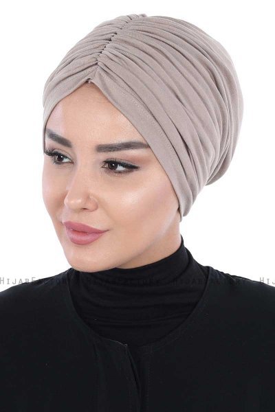 Jill - Turbante Di Cotone Taupe - Ayse Turban