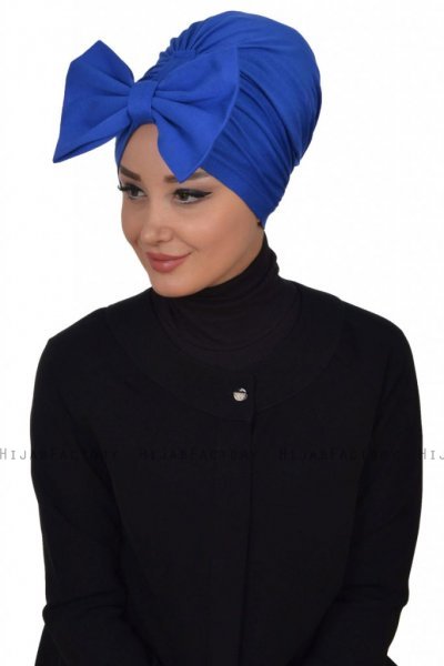 Julia - Turbante Di Cotone Blu - Ayse Turban