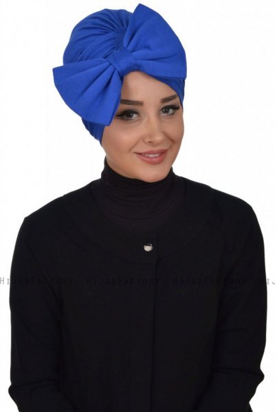 Julia - Turbante Di Cotone Blu - Ayse Turban