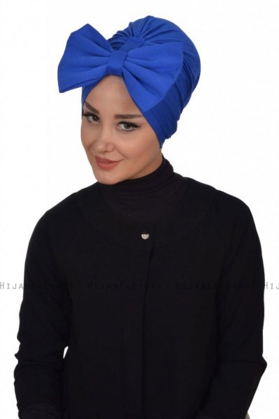Julia - Turbante Di Cotone Blu - Ayse Turban