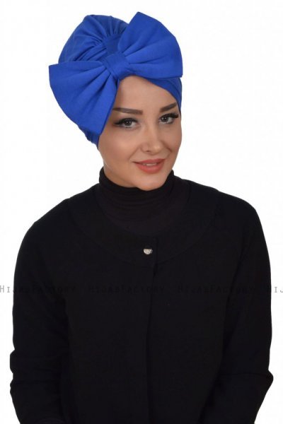 Julia - Turbante Di Cotone Blu - Ayse Turban