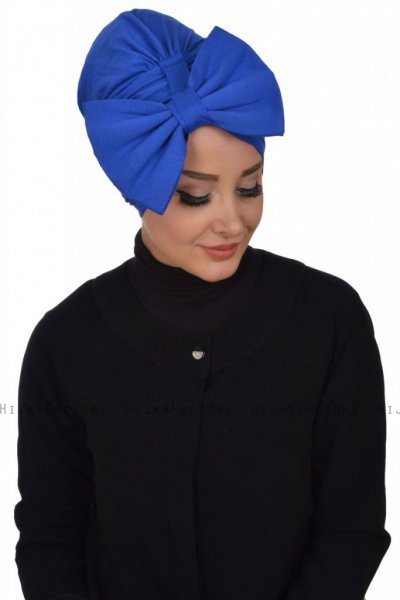 Julia - Turbante Di Cotone Blu - Ayse Turban