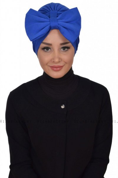 Julia - Turbante Di Cotone Blu - Ayse Turban