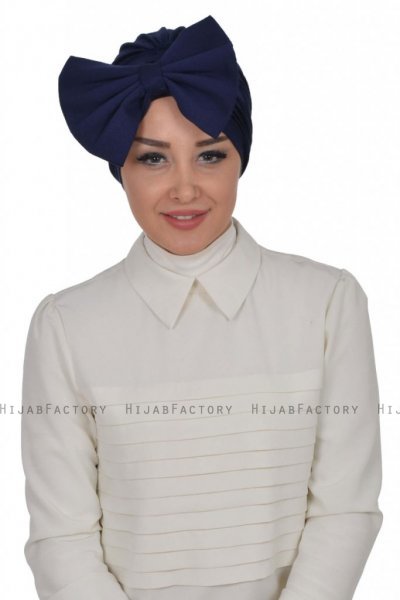 Julia - Turbante Di Cotone Blu Navy - Ayse Turban