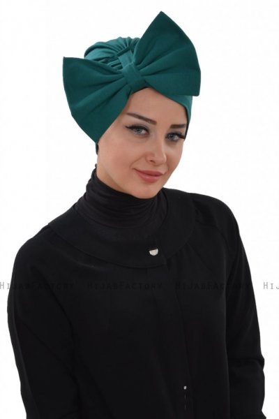 Julia - Turbante Di Cotone Verde Scuro - Ayse Turban