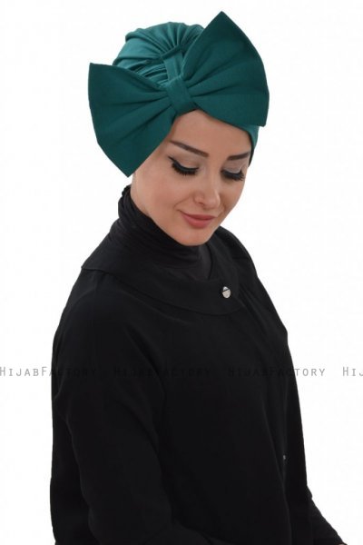 Julia - Turbante Di Cotone Verde Scuro - Ayse Turban