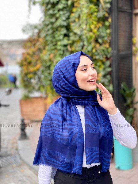 Kadifa - Hijab Fantasia Di Cotone Blu Navy - Mirach