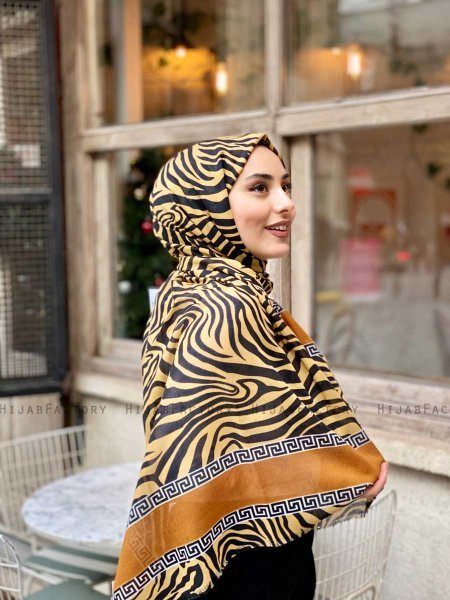 Kadifa - Hijab Fantasia Di Cotone Nero & Beige - Mirach