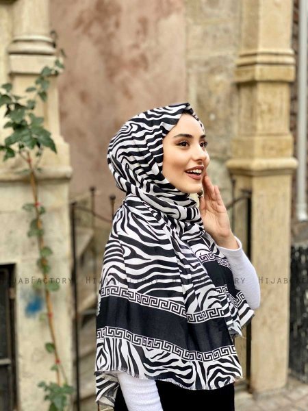 Kadifa - Hijab Fantasia Di Cotone Nero & Bianca - Mirach