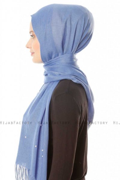 Kadri - Hijab Azzurro Con Perle - Özsoy