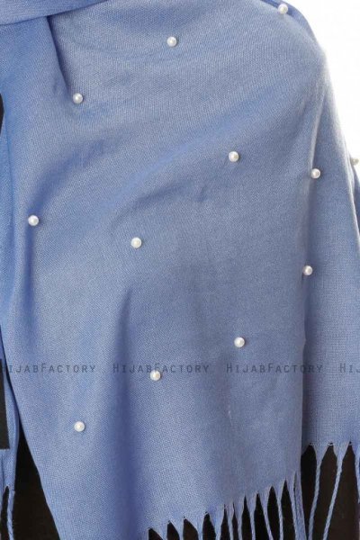 Kadri - Hijab Azzurro Con Perle - Özsoy