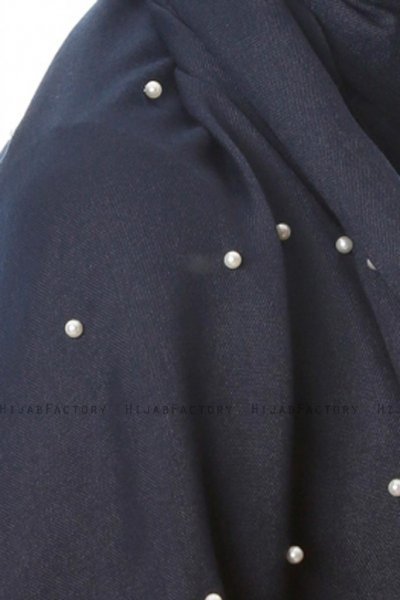 Kadri - Hijab Blu Navy Con Perle - Özsoy