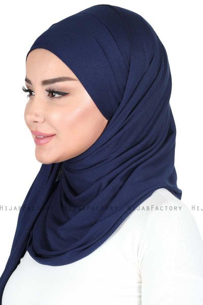 Kaisa - Hijab Cotone Pratico Blu Navy
