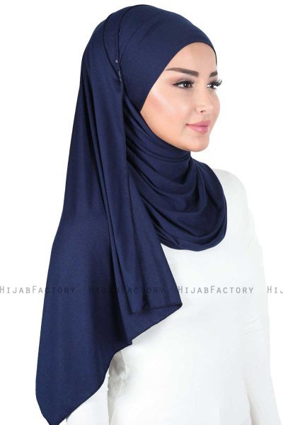 Kaisa - Hijab Cotone Pratico Blu Navy