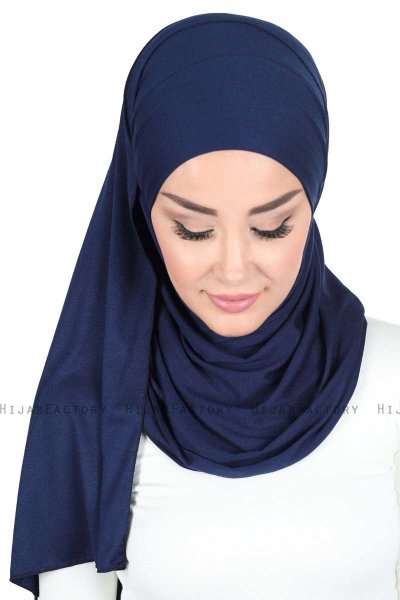 Kaisa - Hijab Cotone Pratico Blu Navy