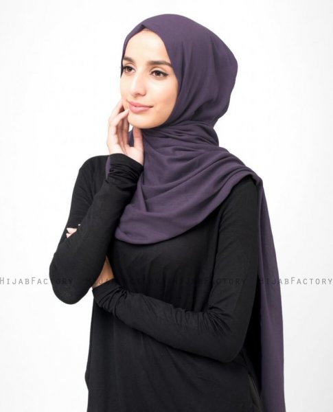 Loganberry Mörklila Bomull Voile Hijab 5TA92a
