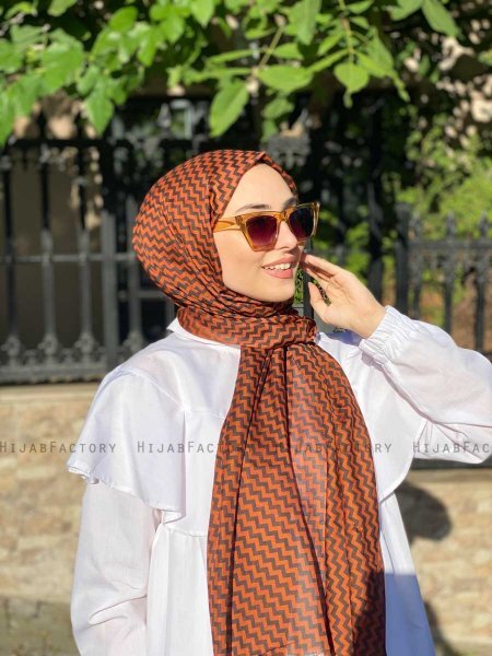 Malala - Hijab Fantasia Di Cotone Rosso Mattone