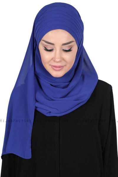 Malin - Hijab Chiffon Pratico Blu