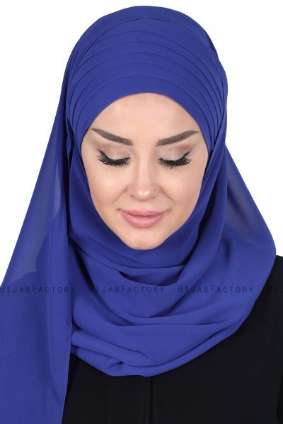 Malin - Hijab Chiffon Pratico Blu