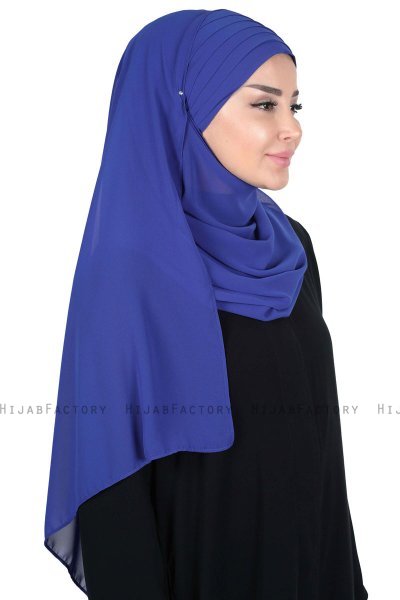 Malin - Hijab Chiffon Pratico Blu