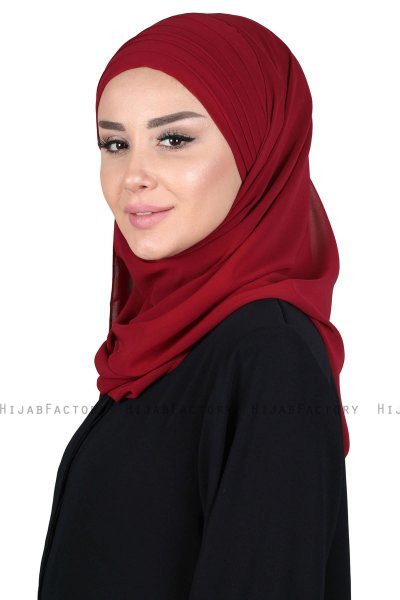 Malin - Hijab Chiffon Pratico Bordò