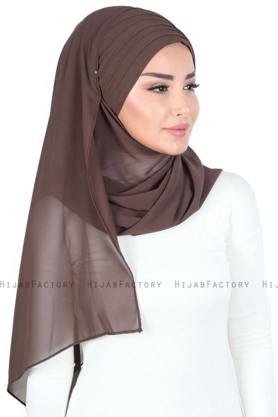 Malin - Hijab Chiffon Pratico Marrone