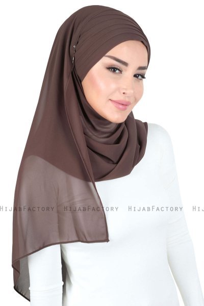 Malin - Hijab Chiffon Pratico Marrone