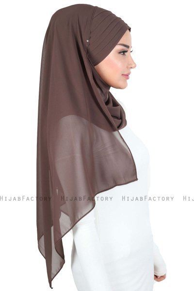 Malin - Hijab Chiffon Pratico Marrone