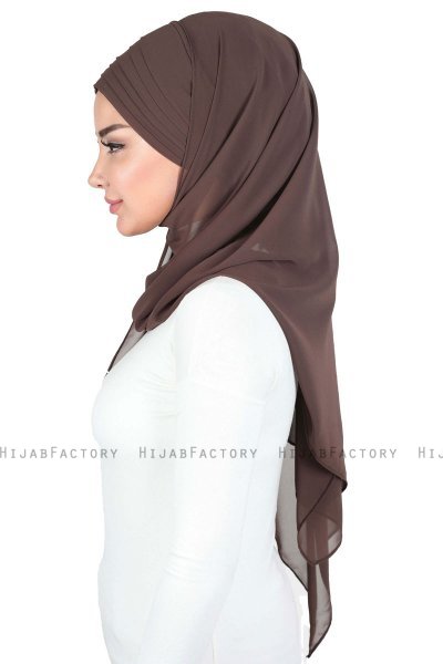 Malin - Hijab Chiffon Pratico Marrone