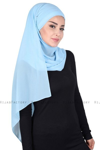 Malin - Hijab Chiffon Pratico Azzurro